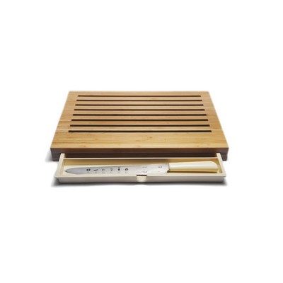 sbriciola bamboo wood bread cutting board with resin collector